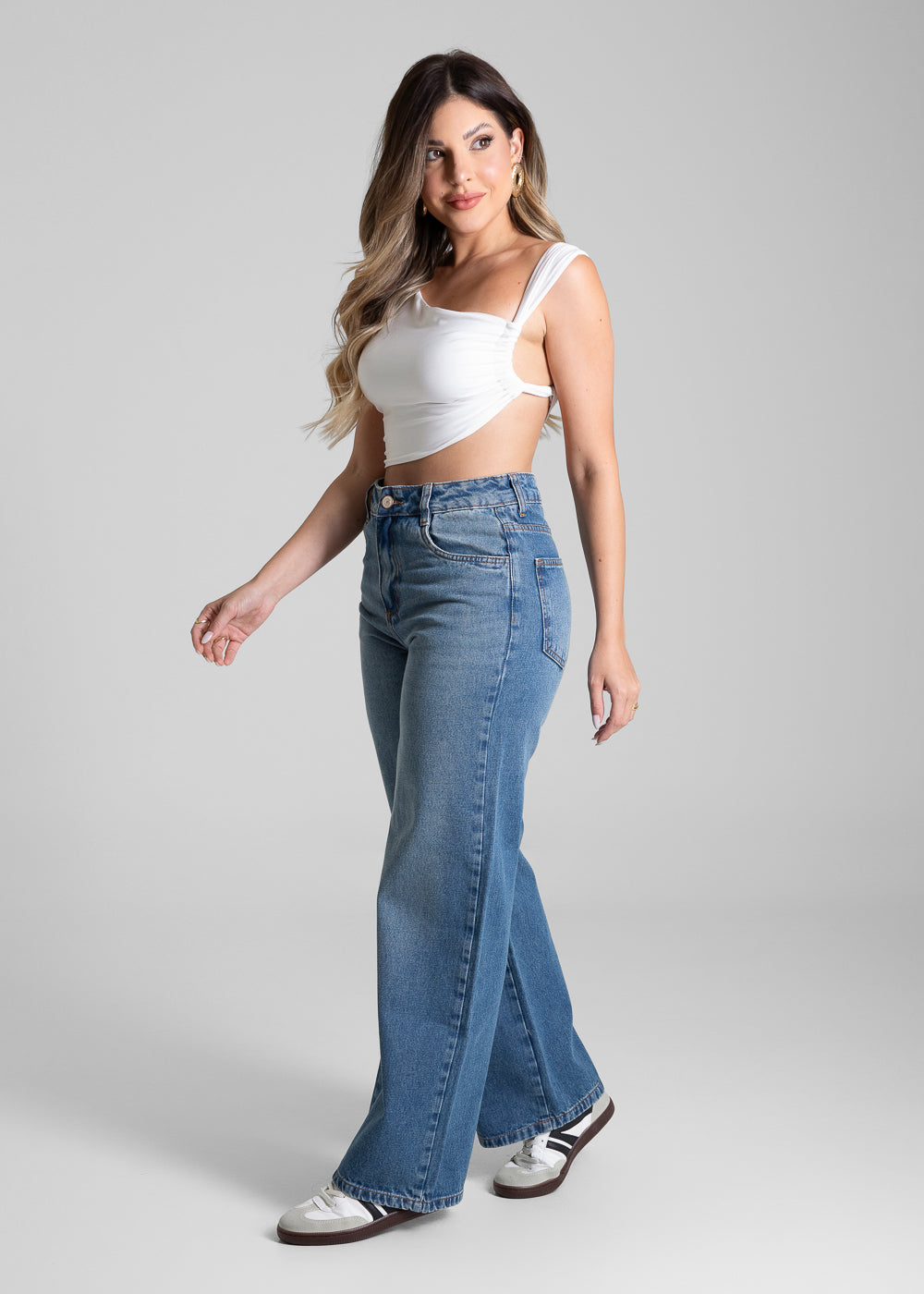 Calça Jeans Sawary Wide Leg Petit - 281654 AZUL