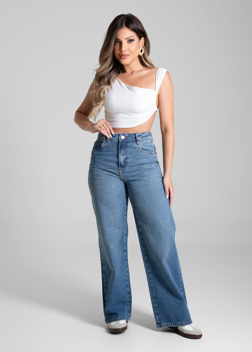 Calça Jeans Sawary Wide Leg Petit - 281654 AZUL
