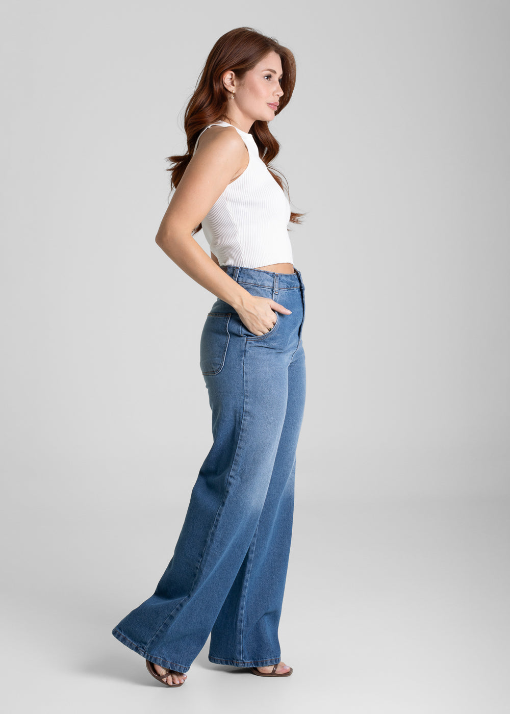 Calça Jeans Sawary Wide Leg - 281683 PRETO