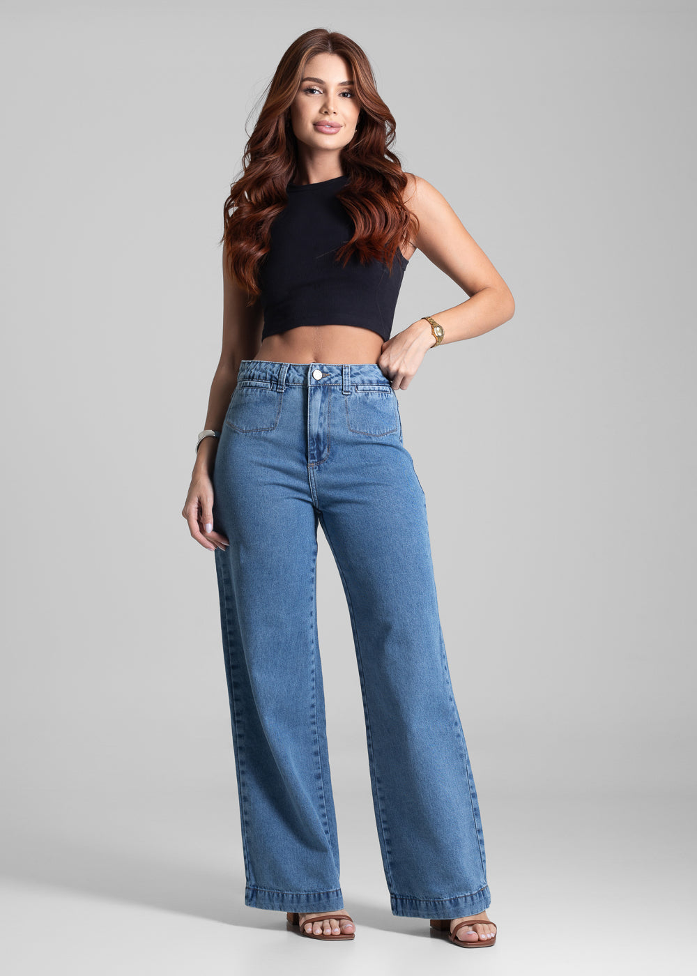 Calça Jeans Sawary Wide Leg Petit - 281754 AZUL