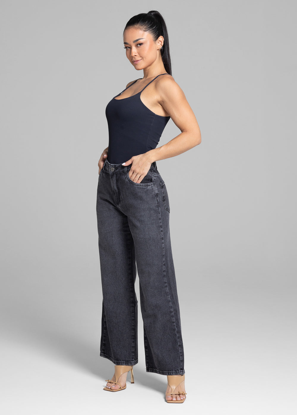 Calça Jeans Sawary Reta Petit - 281765 PRETO