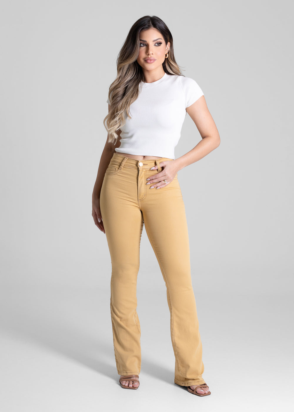Calça Sarja Sawary Boot Cut - 281809 AMARELO