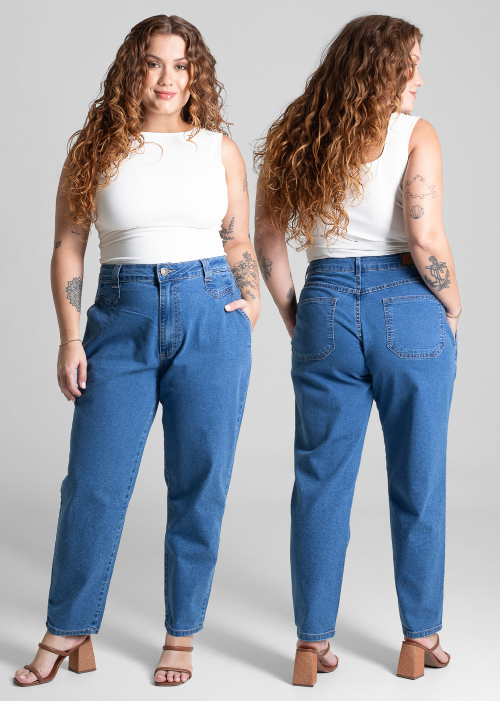 Calça Jeans Sawary Plus Size Mom - 281811 AZUL – Sawary Jeans Atacado