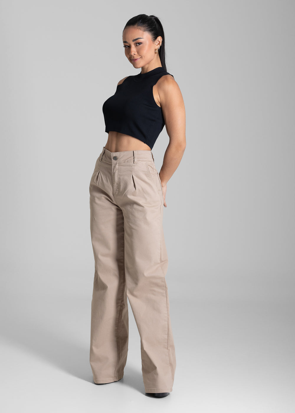 Calça Sarja Sawary Wide Leg - 281825 BEGE