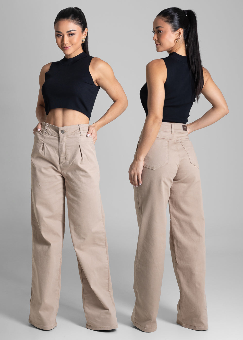 Calça Sarja Sawary Wide Leg - 281825 BEGE