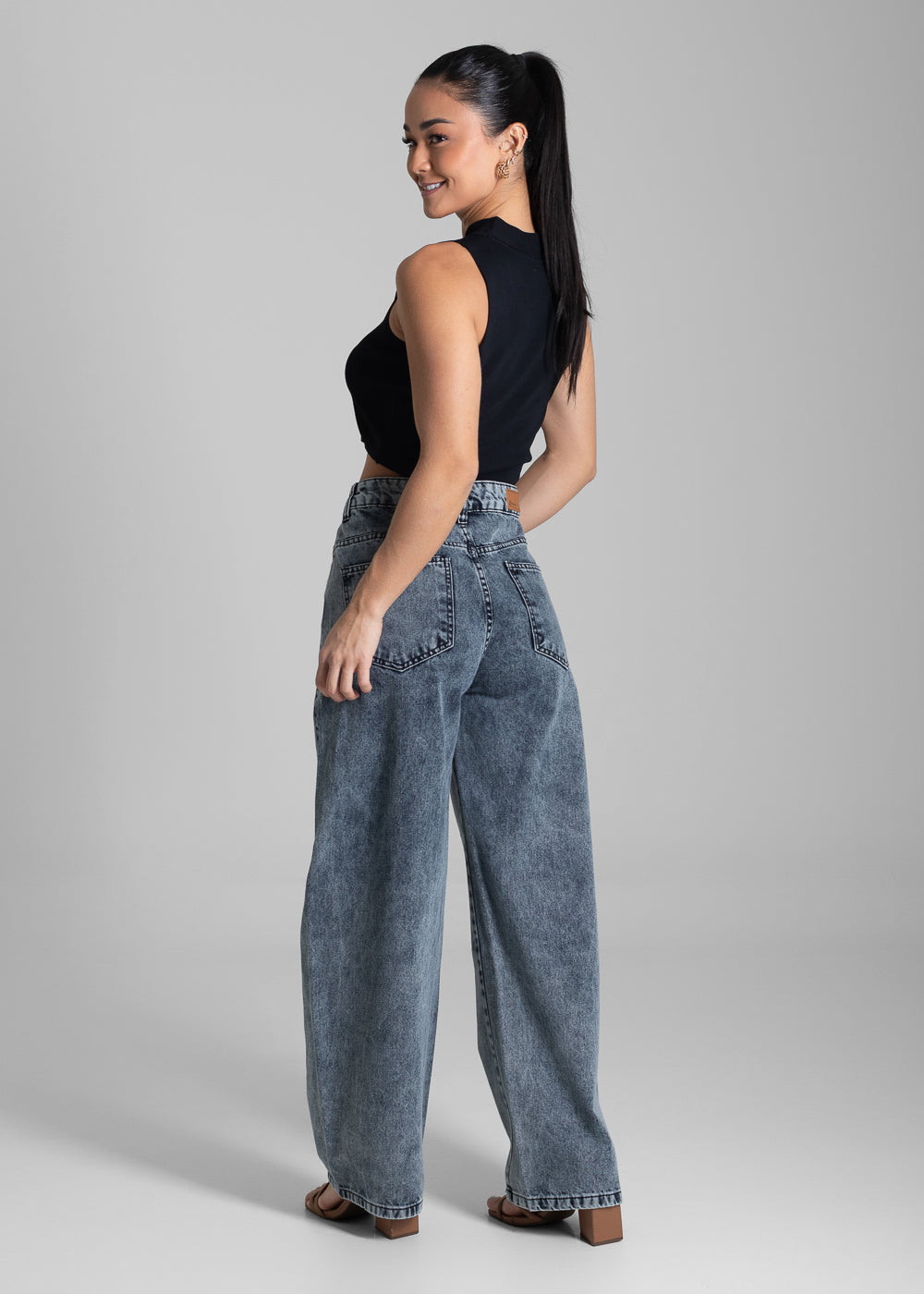 Calça Jeans Sawary Barrel - 281842 PRETO