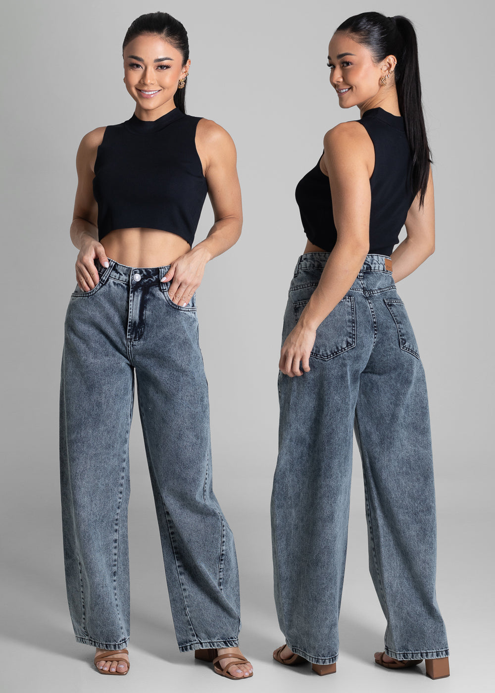 Calça Jeans Sawary Barrel - 281842 PRETO