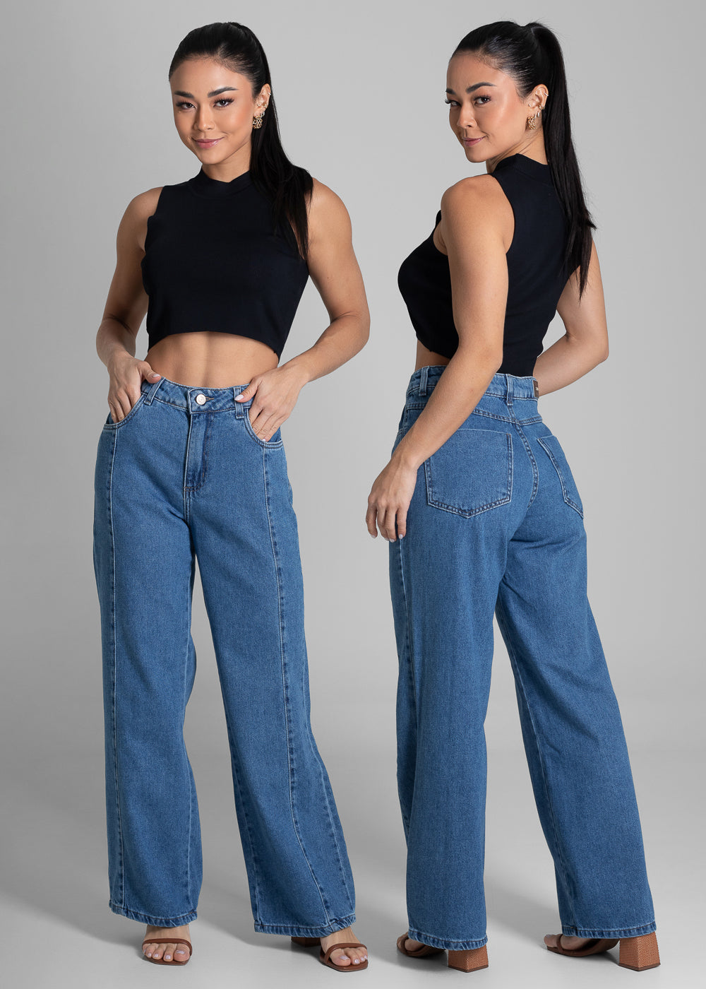 Calça Jeans Sawary Wide Leg Petit - 281866 AZUL