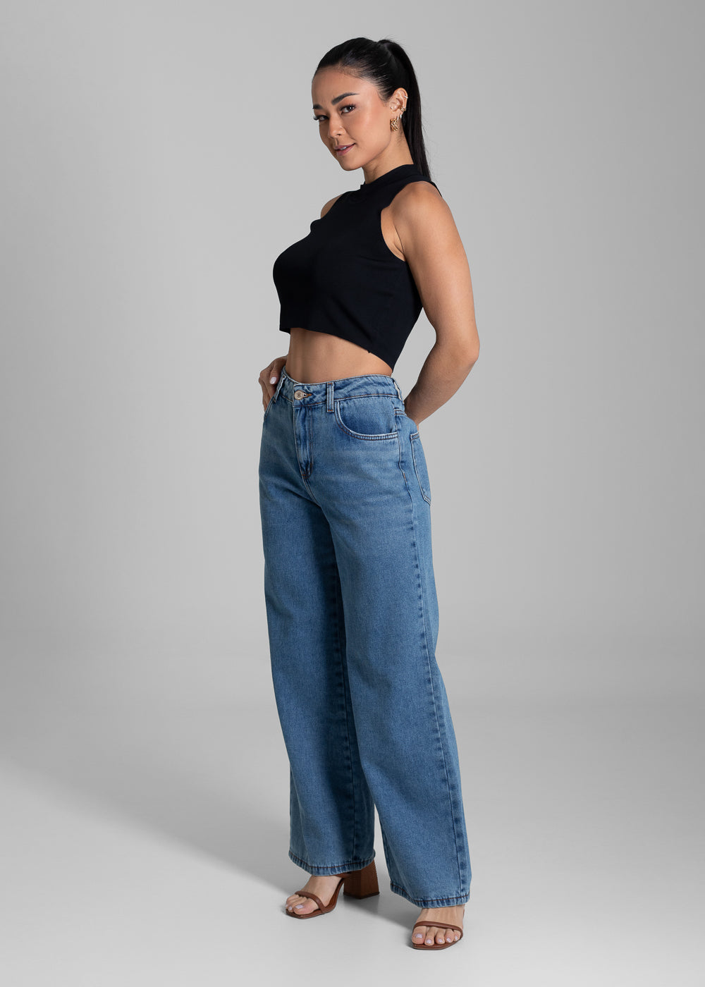 Calça Jeans Sawary Wide Leg Petit - 281874 AZUL