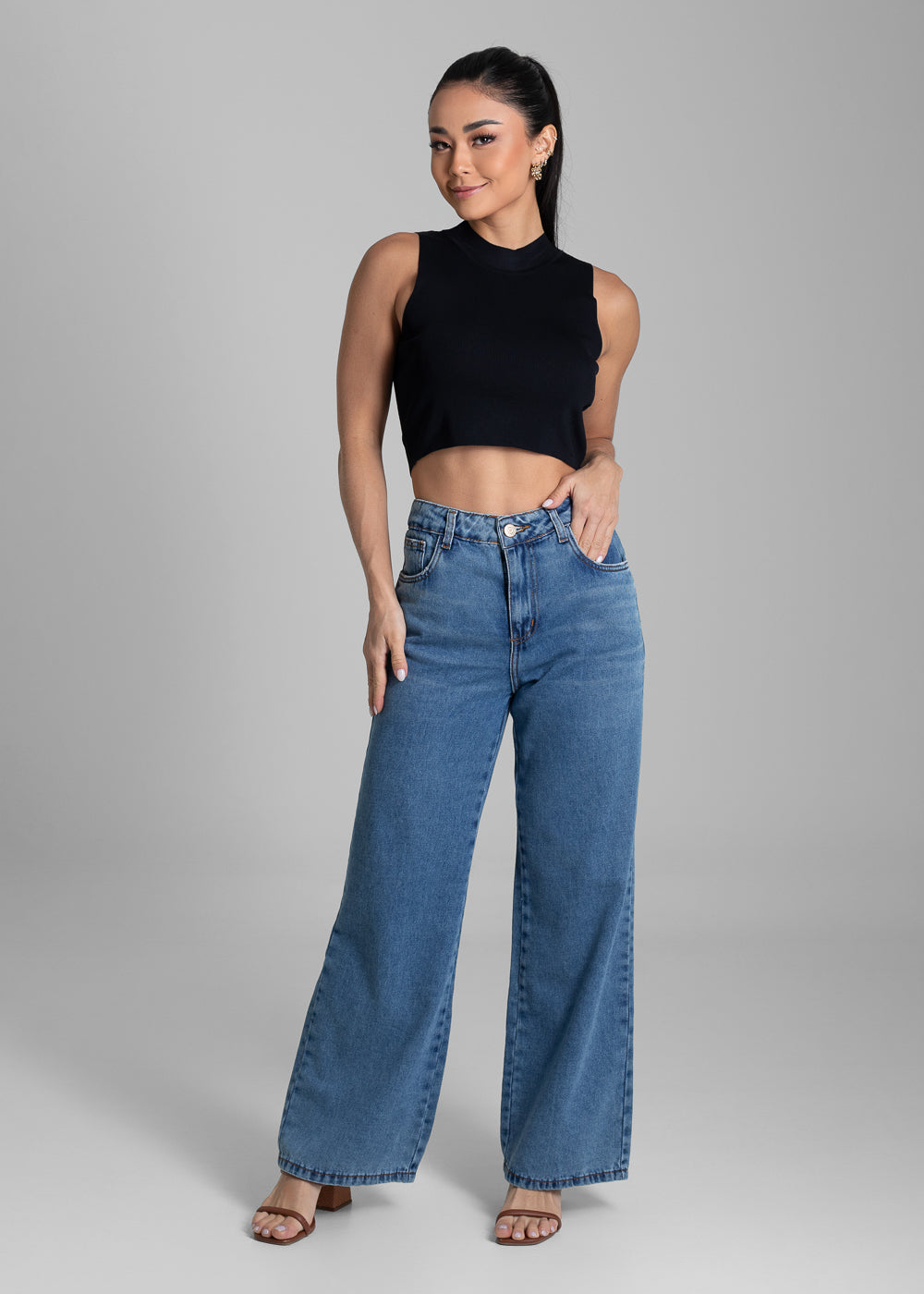 Calça Jeans Sawary Wide Leg Petit - 281874 AZUL