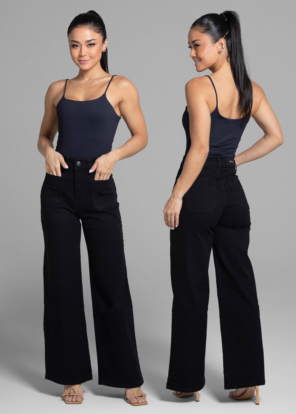Calça Sarja Sawary Wide Leg - 281878 PRETO