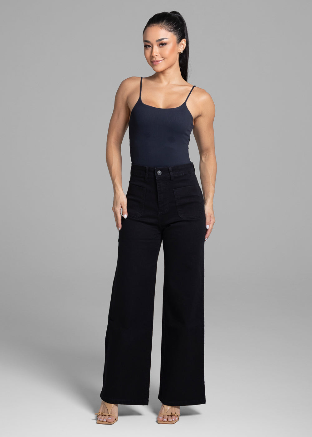 Calça Sarja Sawary Wide Leg - 281878 PRETO