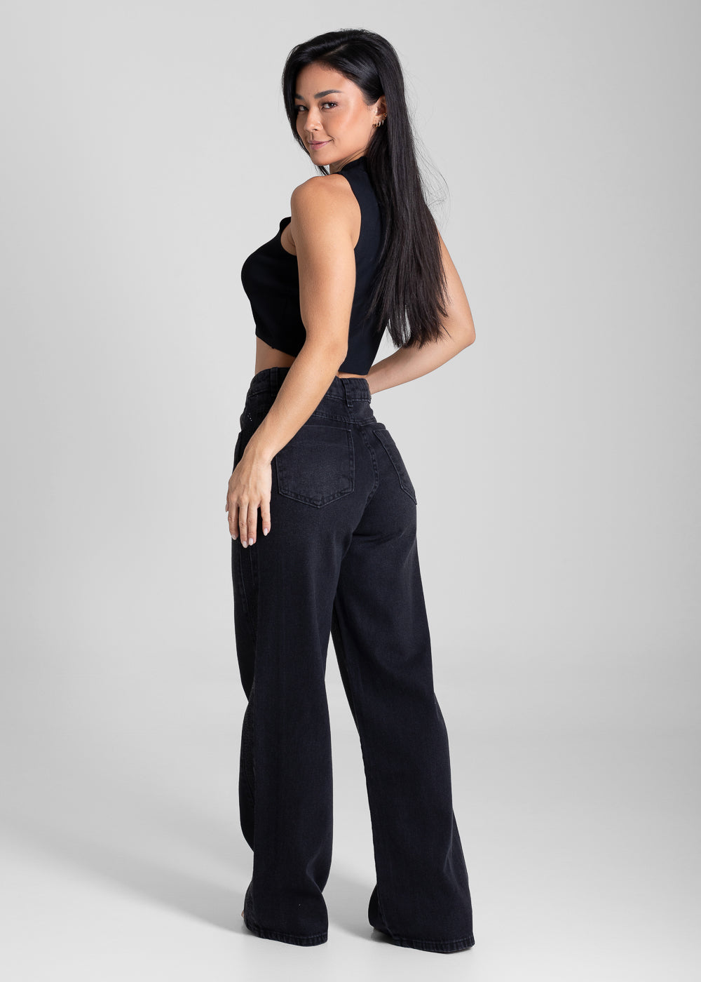 Calça Sarja Sawary Wide Leg - 281894 PRETO