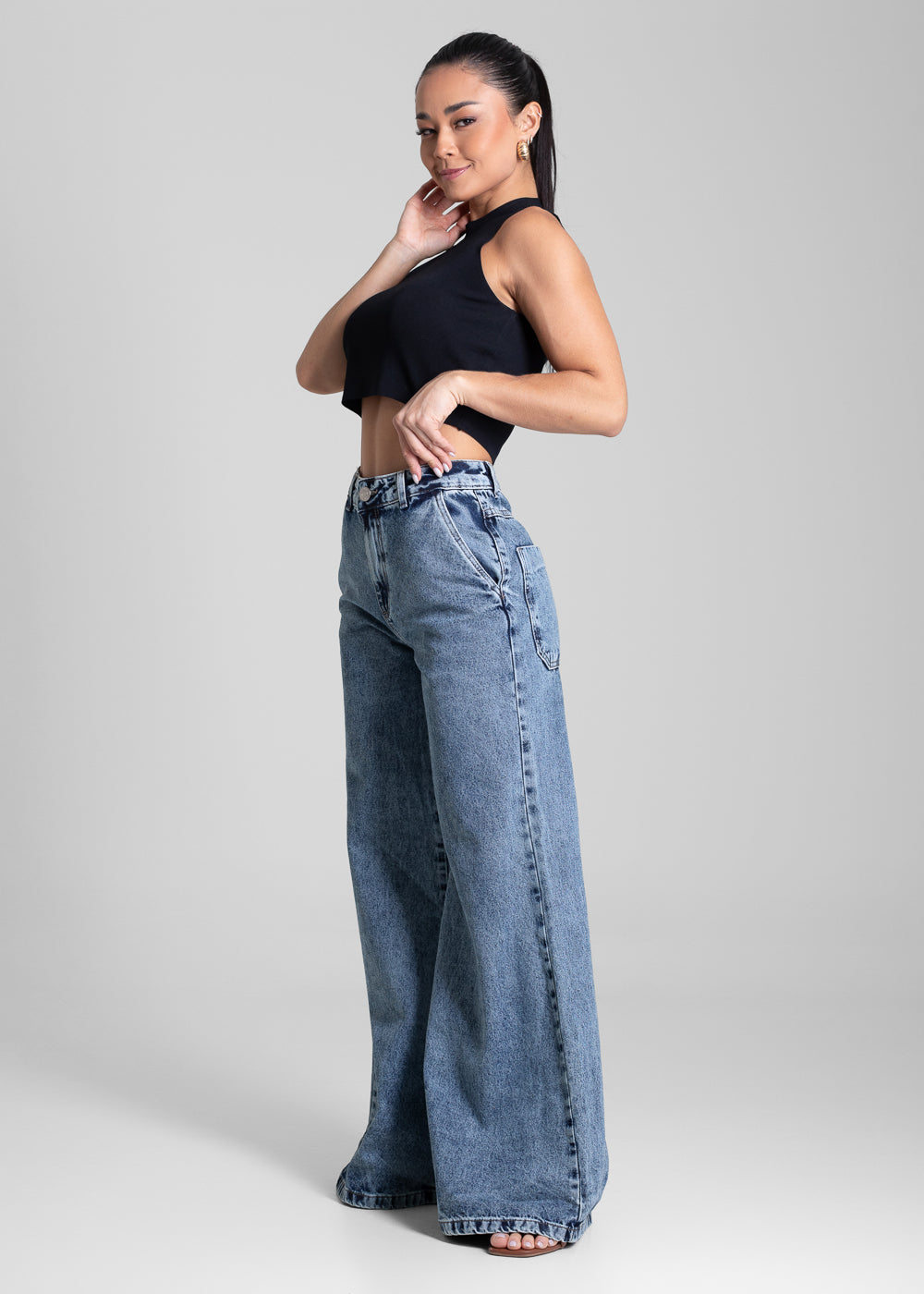 Calça Jeans Sawary Super Wide Leg - 281931 AZUL