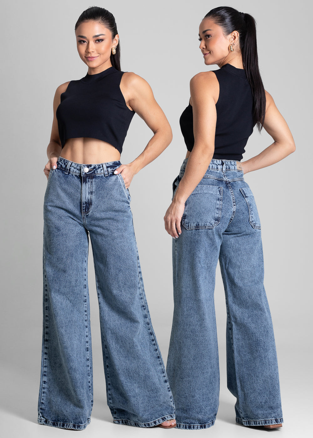 Calça Jeans Sawary Super Wide Leg - 281931 AZUL