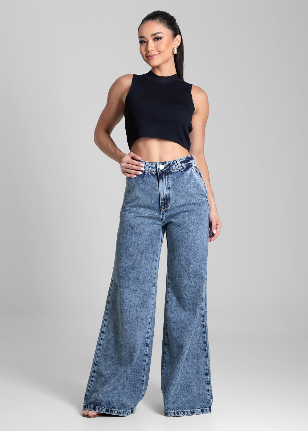 Calça Jeans Sawary Super Wide Leg - 281931 AZUL