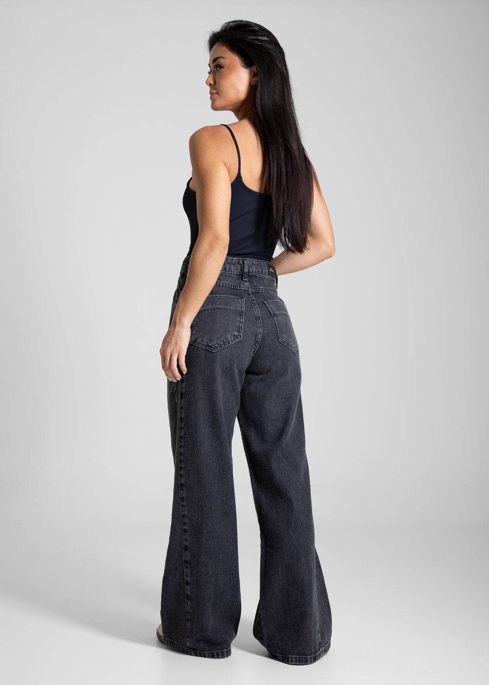 Calça Jeans Sawary Wide Leg Petit - 281978 PRETO