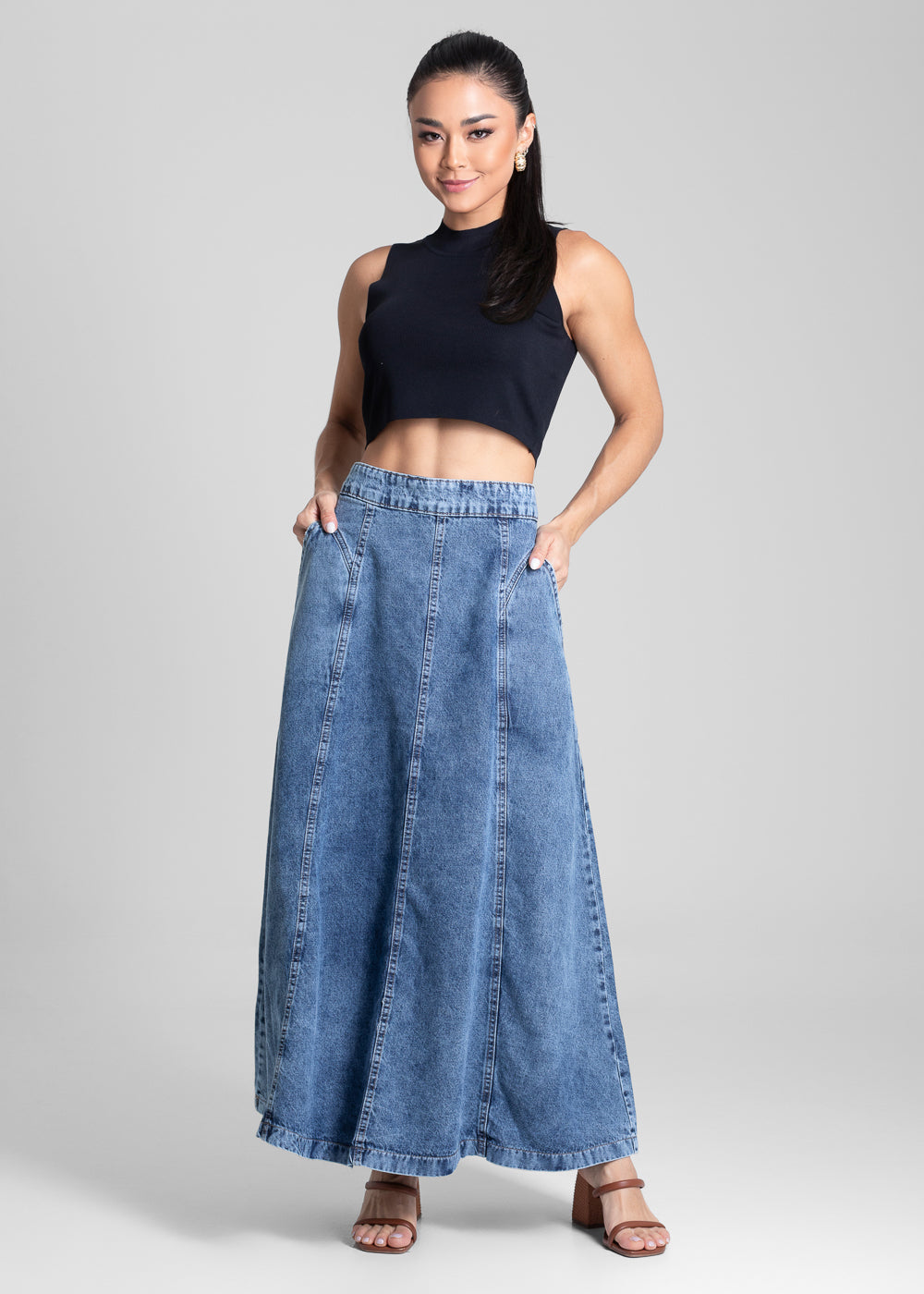 Saia Jeans Sawary Midi - 281984 AZUL