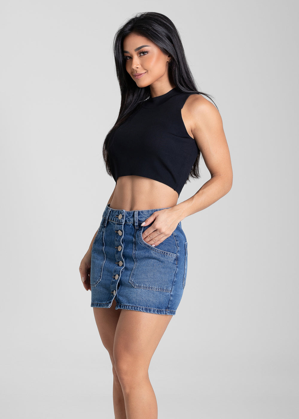 Saia Mini Jeans Sawary - 281988 AZUL