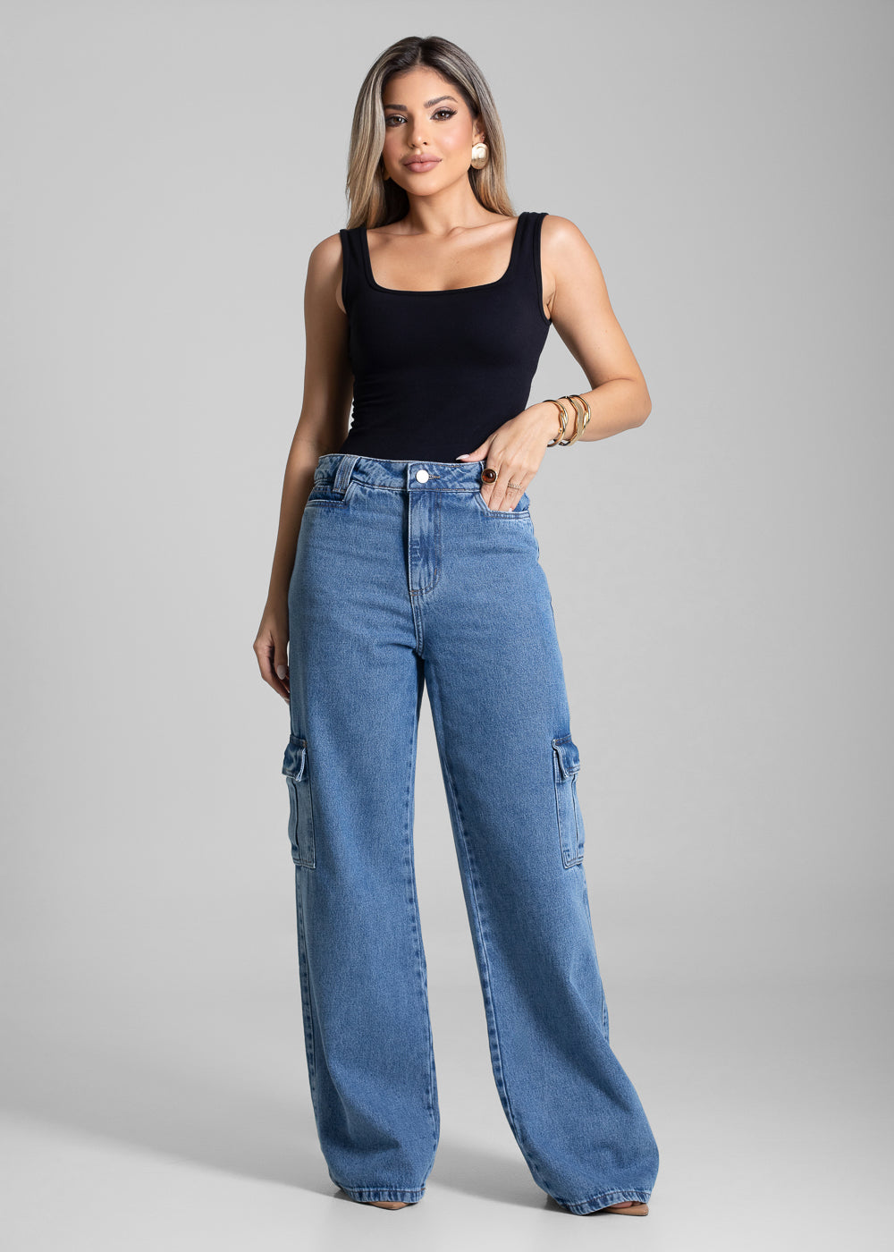 Calça Jeans Sawary Wide Leg - 282002 AZUL