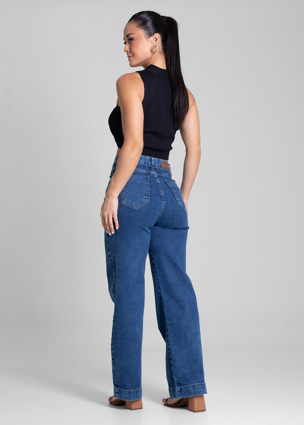 Calça Jeans Sawary Wide Leg Petit - 282026 AZUL