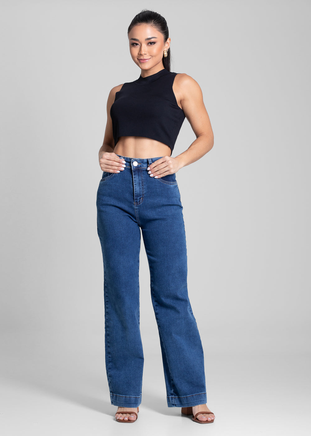 Calça Jeans Sawary Wide Leg Petit - 282026 AZUL