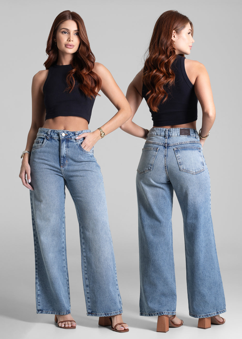 Calça Jeans Sawary Wide Leg Petit - 282077 AZUL