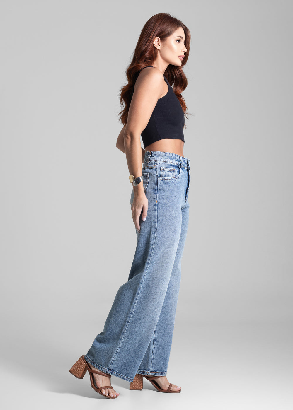 Calça Jeans Sawary Wide Leg Petit - 282077 AZUL