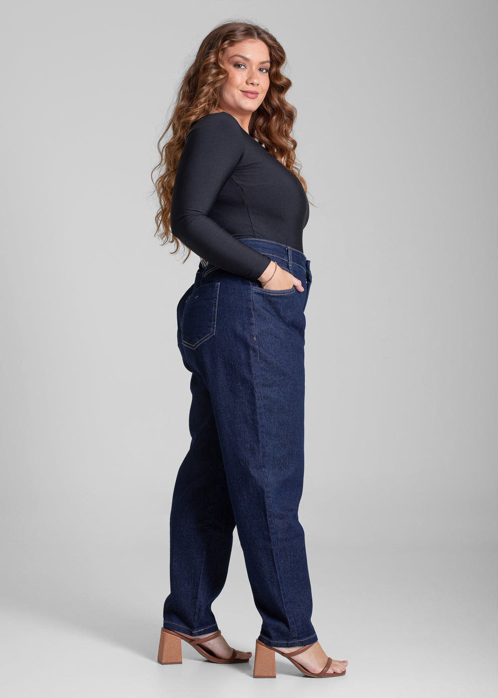 Calça jeans  Sawary Mom Plus Size - 282140 AZUL