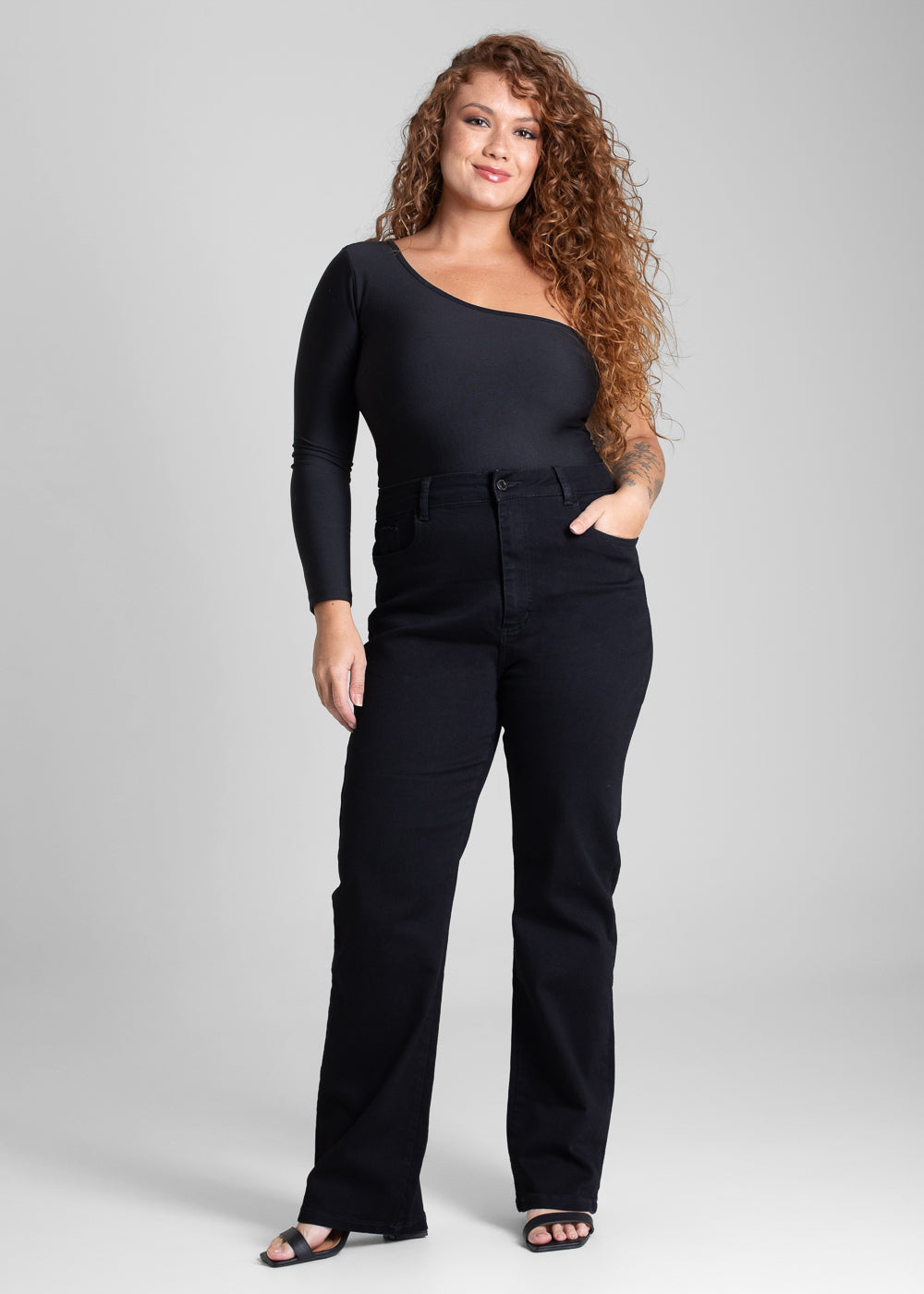 Calça Jeans Sawary Plus Size Reta Petit - 282144 PRETO