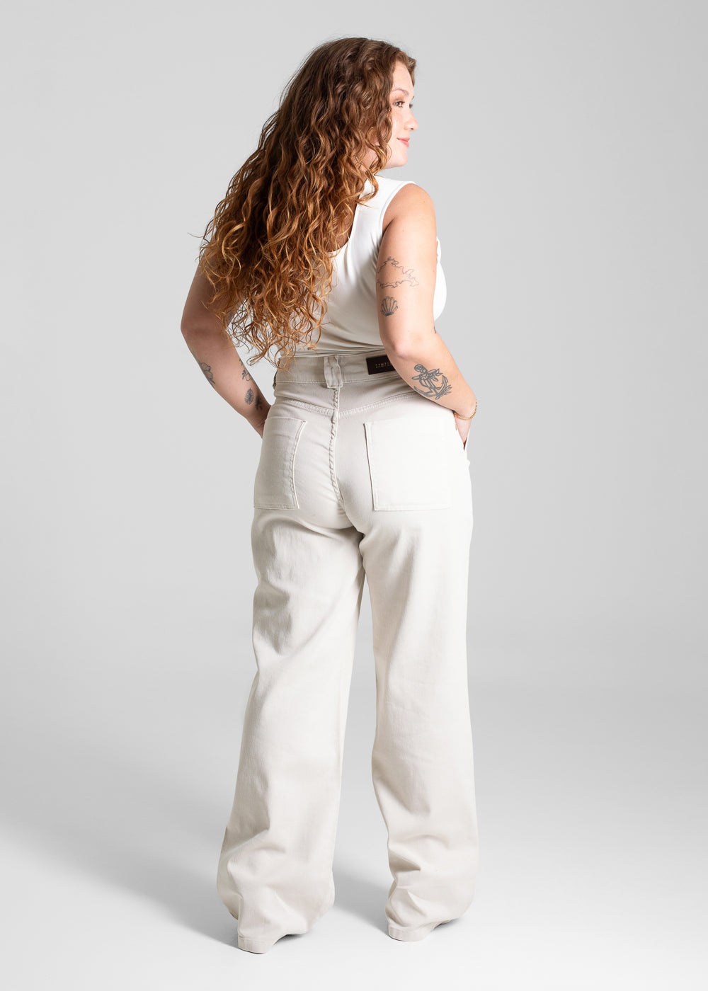 Calça Sarja Sawary Plus Size Wide Leg - 282158 BEGE