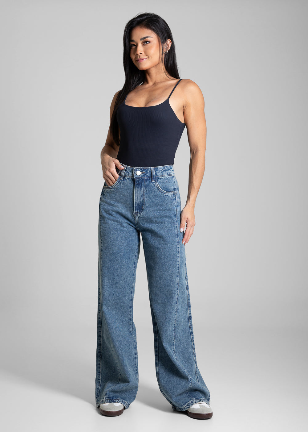 Calça Jeans Sawary Wide Leg Petit - 282191 AZUL