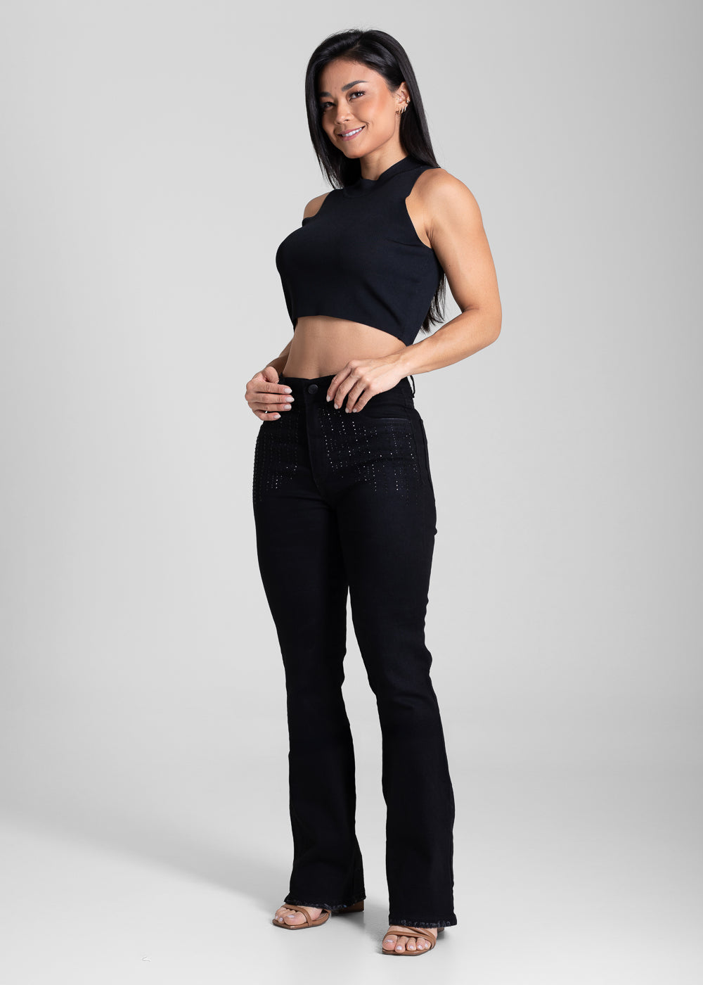 Calça Sarja Sawary Boot Cut - 282226 PRETO