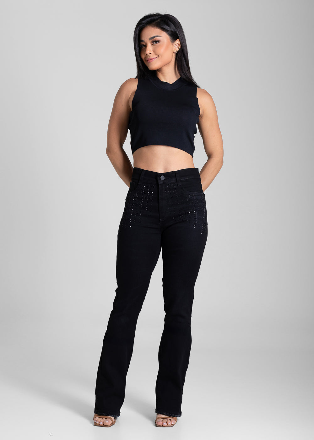 Calça Sarja Sawary Boot Cut - 282226 PRETO