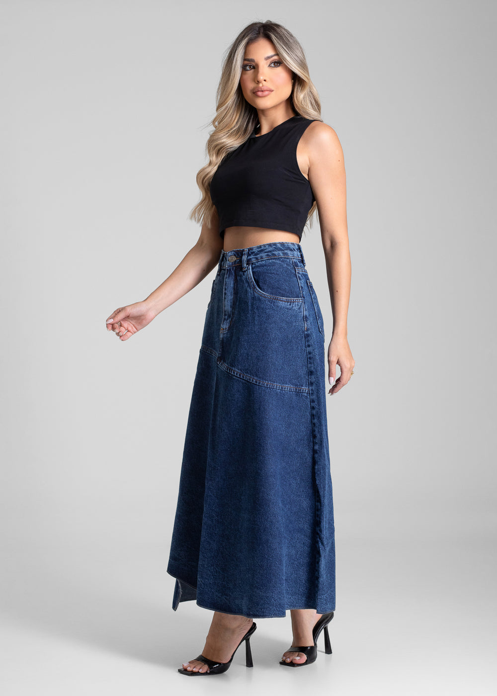 Saia Jeans Sawary Midi - 282251 AZUL