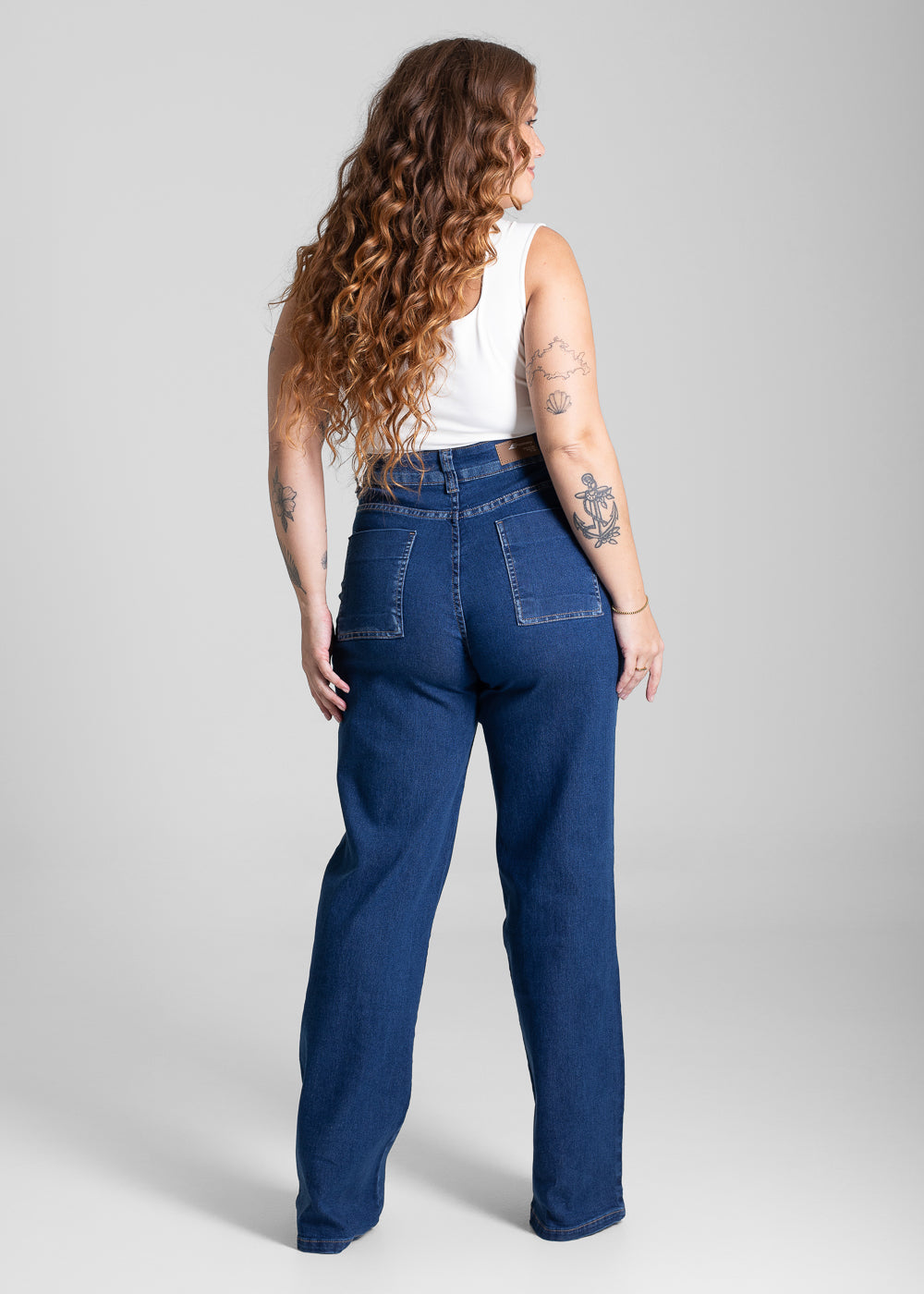 Calça Jeans Sawary Plus Size Wide Leg - 282253 AZUL