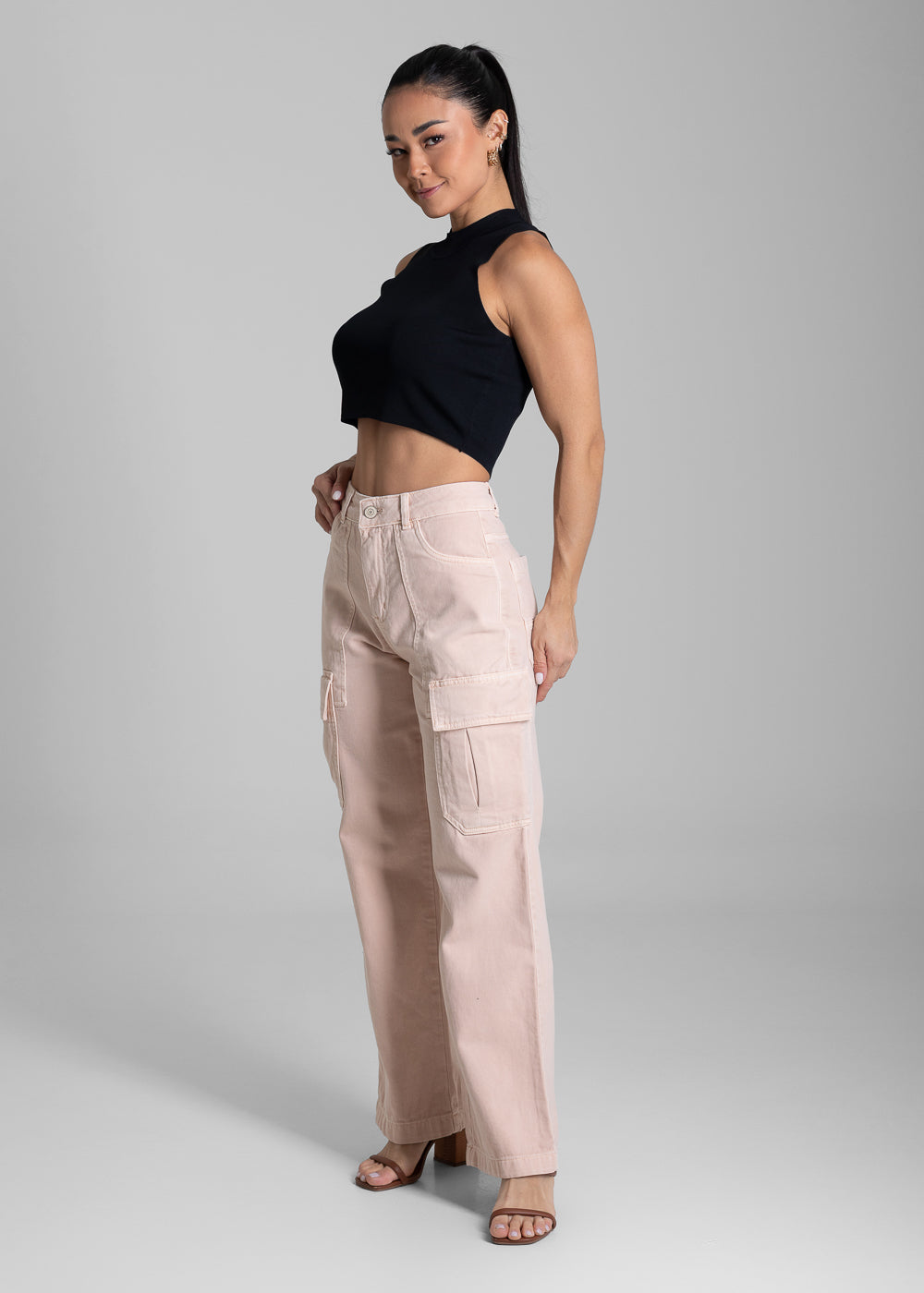 Calça Sarja Sawary Wide Leg - 282296 SALMAO