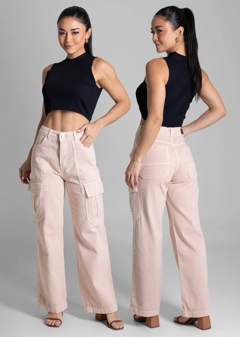 Calça Sarja Sawary Wide Leg - 282296 SALMAO