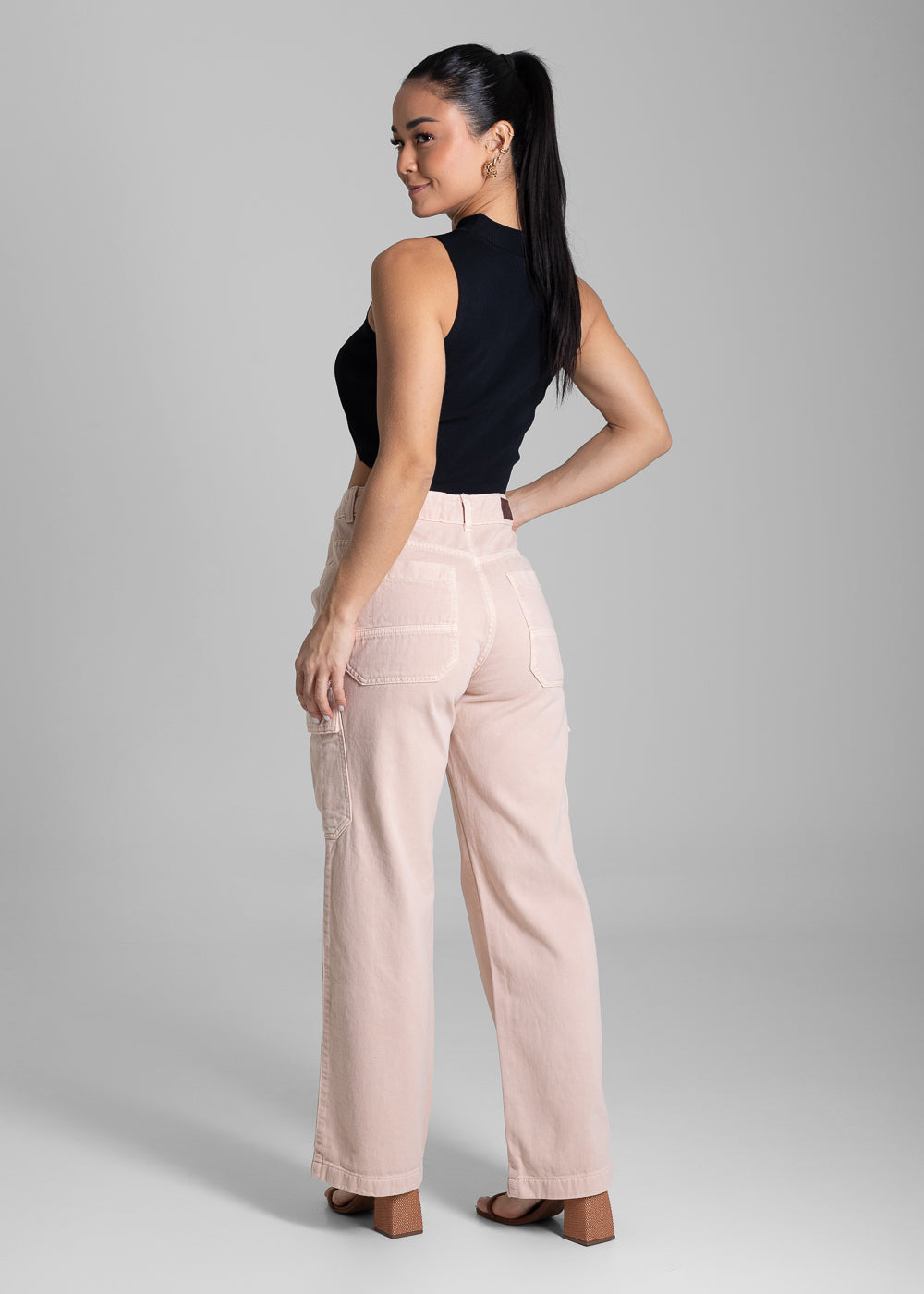 Calça Sarja Sawary Wide Leg - 282296 SALMAO