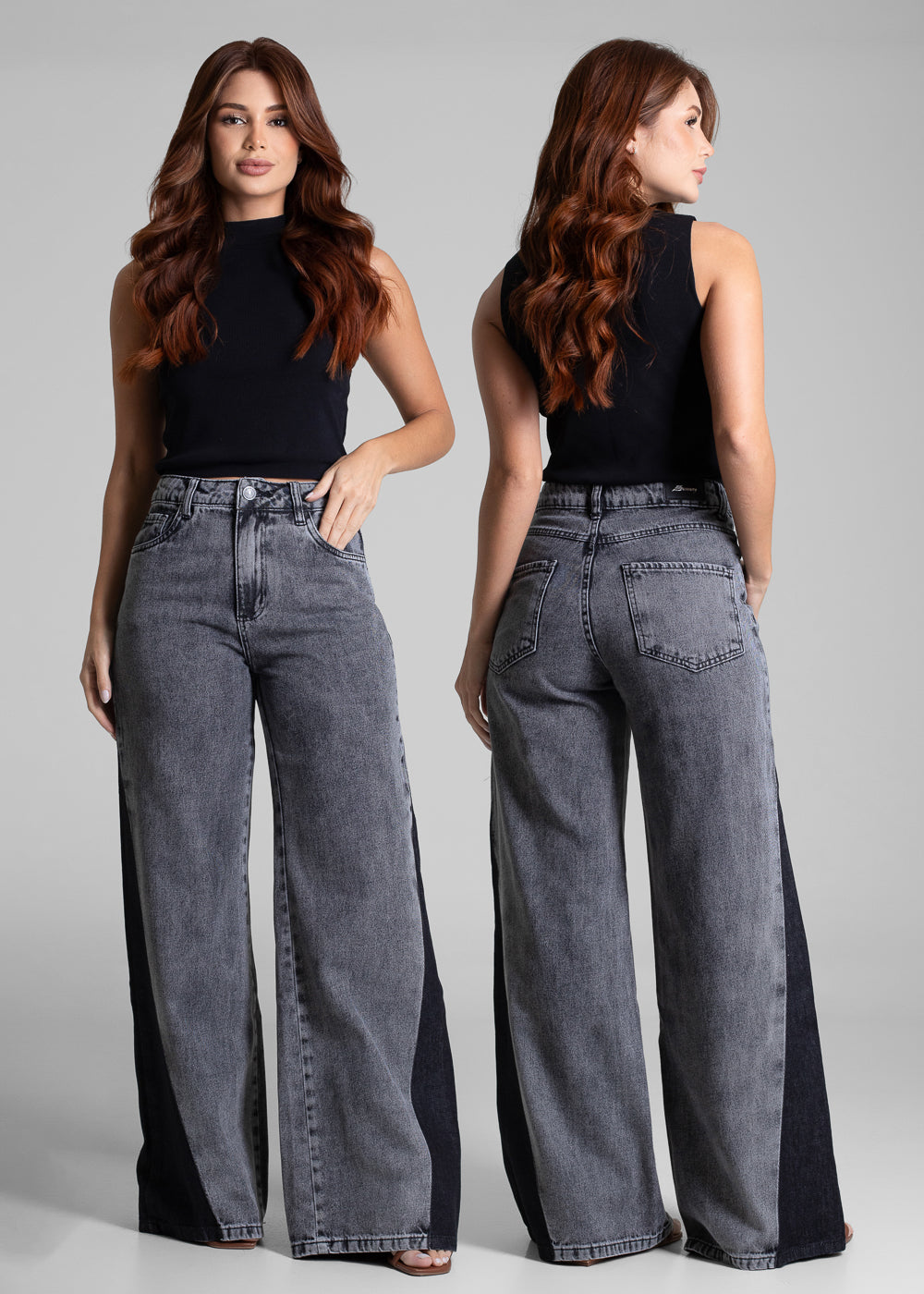 Calça Jeans Sawary Wide Leg - 282300 PRETO