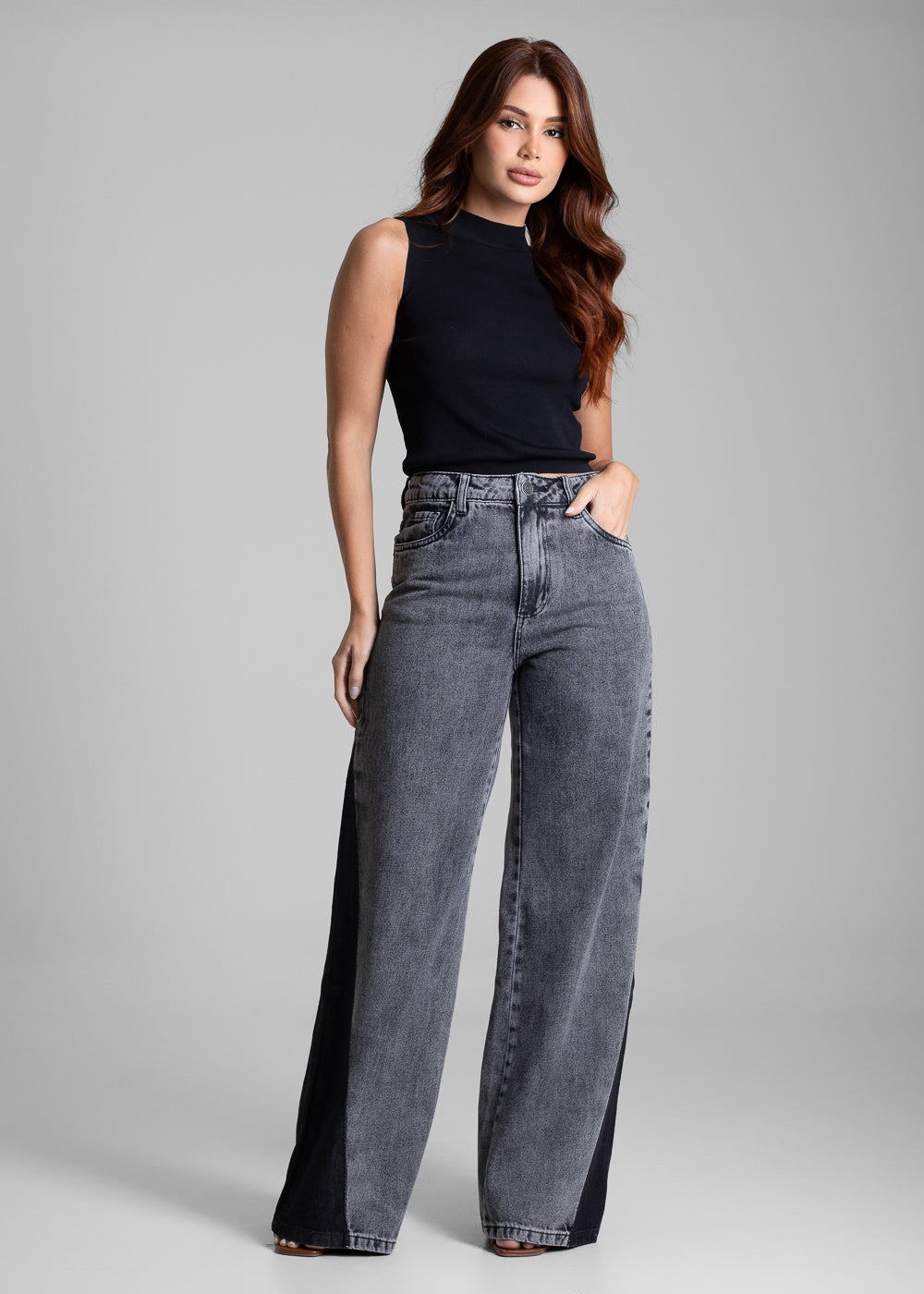 Calça Jeans Sawary Wide Leg - 282300 PRETO