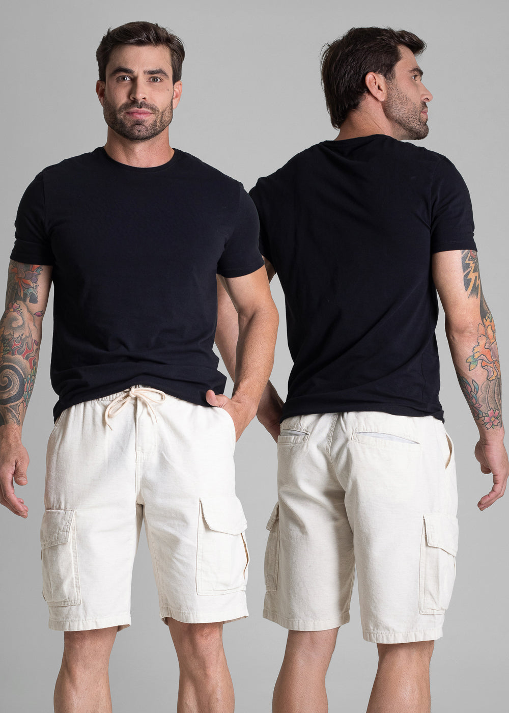 Bermuda Linho Cargo Sawary - 282378 OFF WHITE