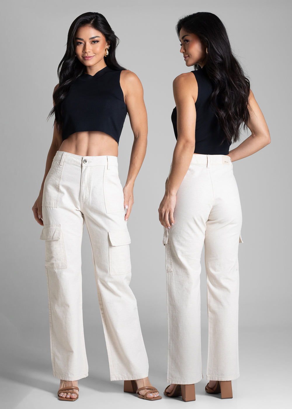 Calça Linho Sawary Reta - 282380 OFF WHITE