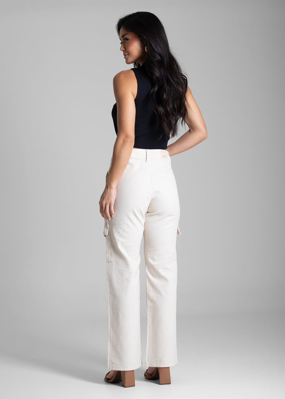Calça Linho Sawary Reta - 282380 OFF WHITE