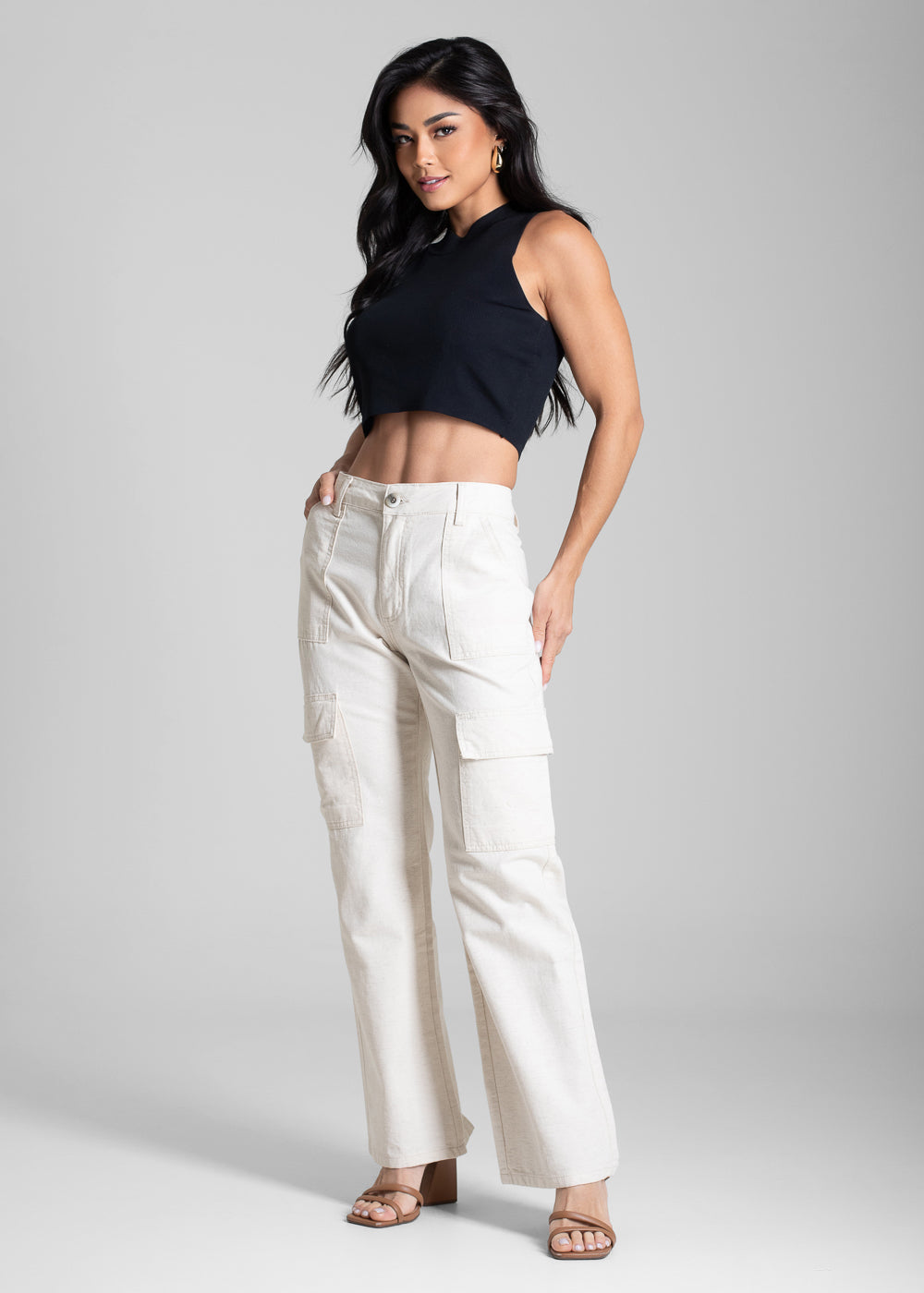Calça Linho Sawary Reta - 282380 OFF WHITE