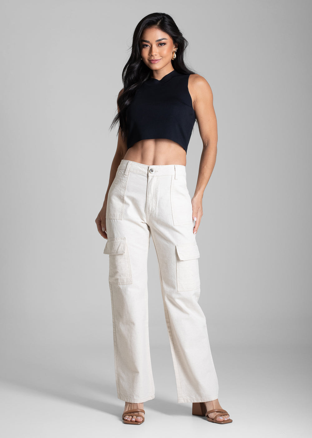 Calça Linho Sawary Reta - 282380 OFF WHITE