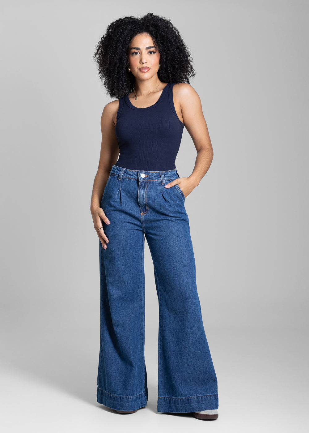 Calça Jeans Sawary Wide Leg Petit - 282470 AZUL
