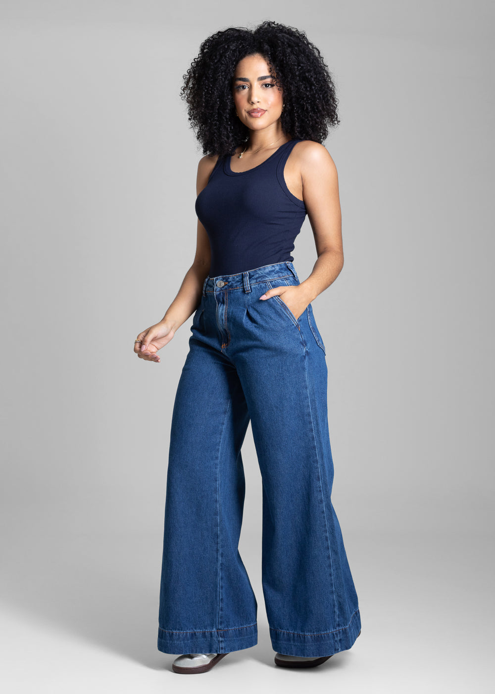 Calça Jeans Sawary Wide Leg Petit - 282470 AZUL