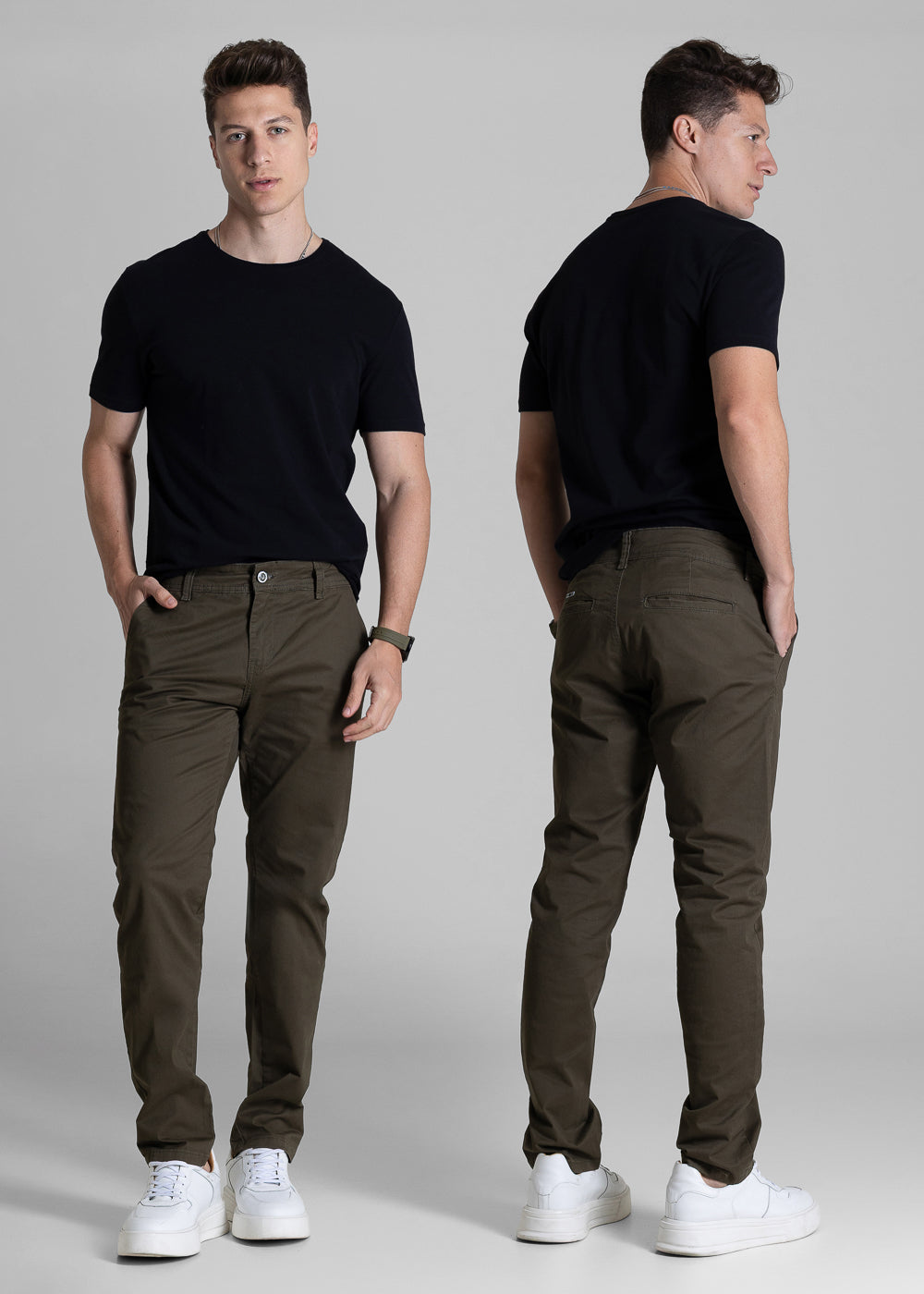 Calça Sarja Sawary Slim - 282479 VERDE RIFLE