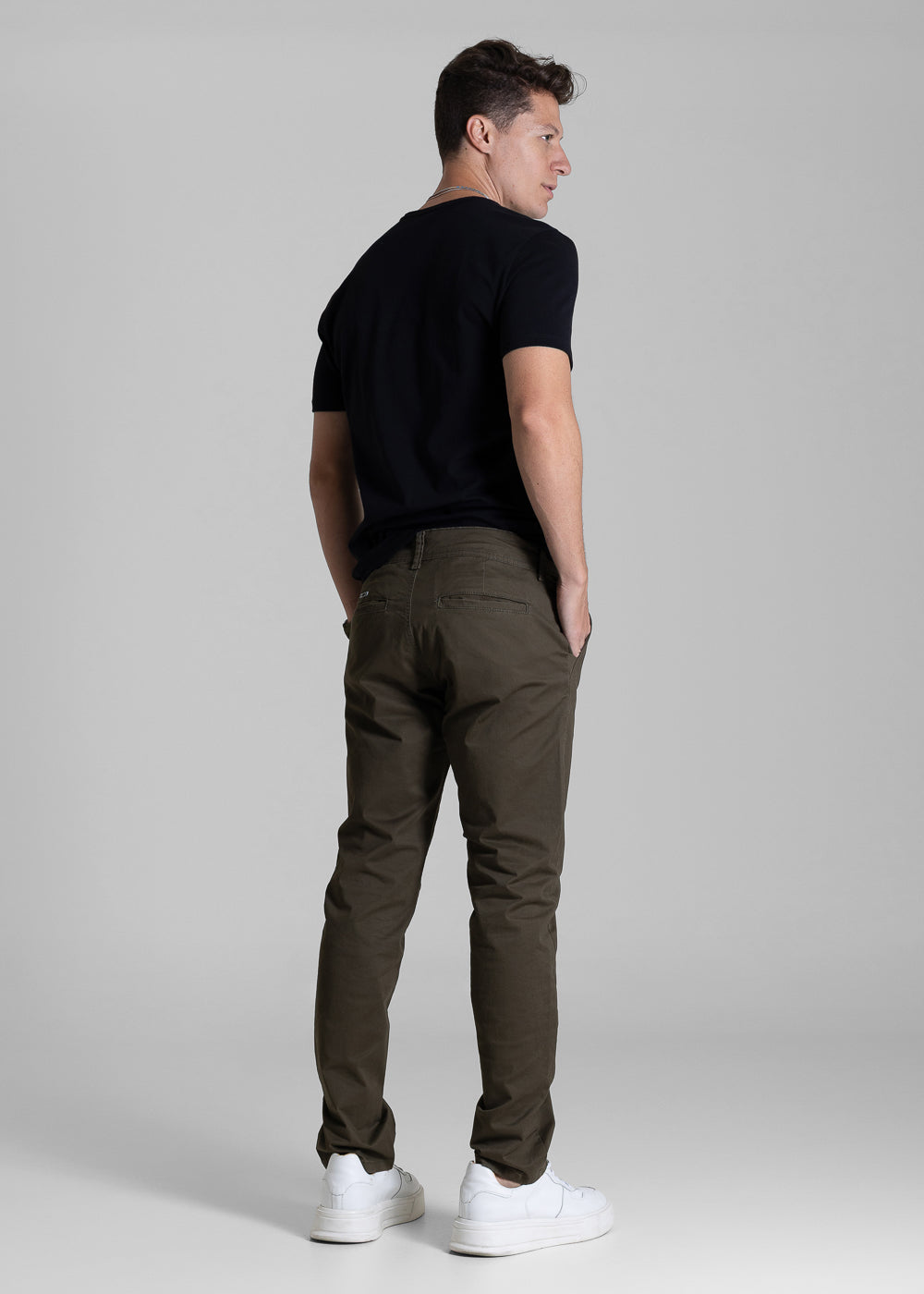 Calça Sarja Sawary Slim - 282479 VERDE RIFLE